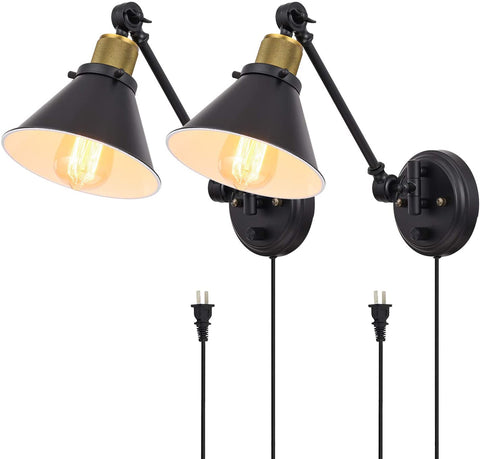 Plug in Wall Sconces Set of 2, Dimmable Swing Arm-le-home-chic.myshopify.com-WALL SCONES