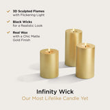 Gold Flameless Pillar Candles - 3 Inch Diameter, 3 Pack-le-home-chic.myshopify.com-CANDLES
