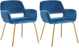 Modern Velvet Accent Chairt/Solid Golden Metal Leg Set of 4-le-home-chic.myshopify.com-CHAIRS
