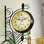 Vintage Double Sided Wall Clock Iron Metal Silent-le-home-chic.myshopify.com-CLOCKS