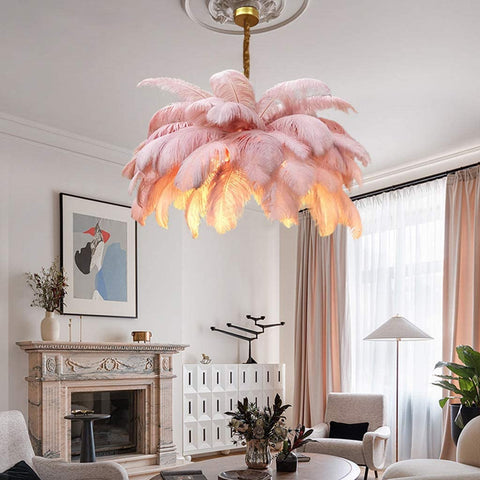 Modern Large Feather Pendant Light (47inch)-le-home-chic.myshopify.com-FEATHER CHANDELIER