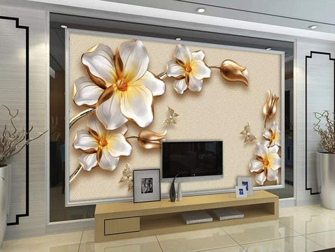 Golden Tulip Wall Mural Lux Flower Wall Art-le-home-chic.myshopify.com-WALLPAPER
