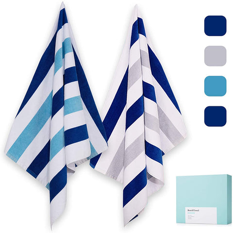 Luxury Beach Towel, 100% Cotton Pool Towel with Cabana Stripe-le-home-chic.myshopify.com-TOWELS