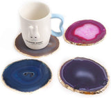 Gem Golden Plated Dyed Mixed Color Agate Coasters 3－4" set of 4 pcs-le-home-chic.myshopify.com-COASTERS