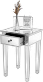 Mirrored End Table with Drawer Silver Nightstand/Bedside-le-home-chic.myshopify.com-MIRRORED NIGHT STANDS