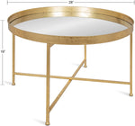 Gold Foldable Round Accent Coffee Table Mirrored-le-home-chic.myshopify.com-COFFEE TABLE