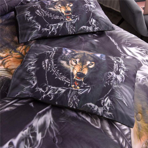 3D Black Wolf Comforter Set Queen-le-home-chic.myshopify.com-COMFOTER SET