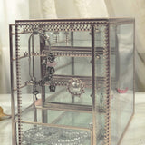 Glass Mirrored Jewelry Drawers Box - Metal Edge Organizer-le-home-chic.myshopify.com-MAKE UP ORGANIZERS