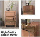 Mirrored end Table 3 Drawers Mirror Accent Side Table Golden Set-le-home-chic.myshopify.com-NIGHT STAND