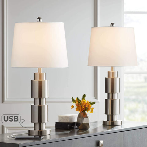 Contemporary Table Lamps Set of 2 with USB Charging Port-le-home-chic.myshopify.com-LAMPS
