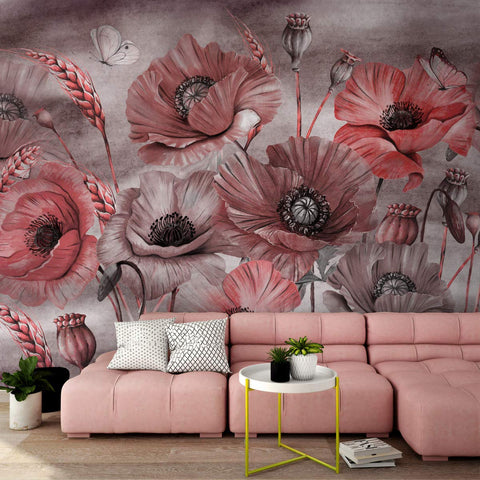 Poppy Flower Wall Mural Corn Poppy Wallpaper-le-home-chic.myshopify.com-WALLPAPER