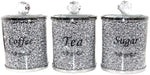 3PC Set of Tea, Sugar, Coffee Canisters Filled with Silver Crushed Diamonds-le-home-chic.myshopify.com-TEA CONTAINERS