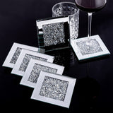 6 Pcs Glass Diamond Coaster, 4 x 4 inch Glass Mirrored Coaster-le-home-chic.myshopify.com-COASTERS