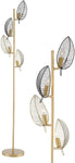 Industrial Black Floor Lamp with 4 Brush Gold Finish Leaf Shade-le-home-chic.myshopify.com-FLOOR LAMP
