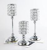 Set of 3 Crystal Candle Holders, Silver Cylinder-le-home-chic.myshopify.com-CANDLES
