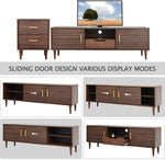 Mid-Century Modern TV Stand w/End Table (Brown)-le-home-chic.myshopify.com-TV STAND