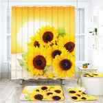 4 Pcs Sunflowers Shower Curtain Sets with Non-Slip Rug-le-home-chic.myshopify.com-SHOWER CURTAIN SET