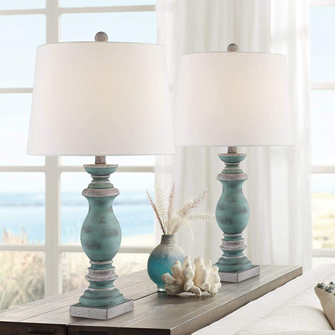 Cottage Traditional Style Table Lamps Set of 2 Blue Gray-le-home-chic.myshopify.com-LAMPS