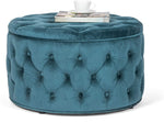 Round Velvet Storage Ottoman, Coffee Table, 28.1" W-le-home-chic.myshopify.com-COFFEE TABLE