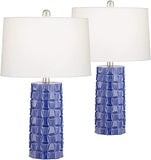 Contemporary Table Lamps Set of 2 Textured Blue Ceramic-le-home-chic.myshopify.com-LAMPS