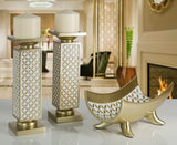 Diamond Lattice Decorative Pillar Candle Holders, Set of 2-le-home-chic.myshopify.com-CANDLES