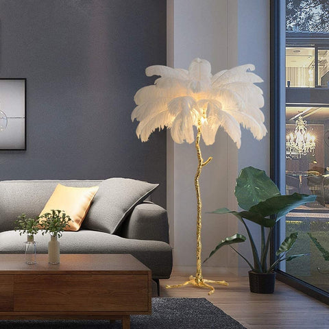 LUXE Ostrich Feather Floor Lamp  Branches Design (Color : White)-le-home-chic.myshopify.com-FEATHER FLOOR LAMP