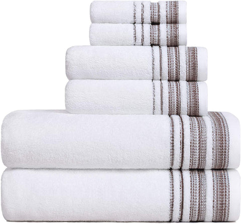 6 Piece Bath Towel Sets, 100% Combed Cotton for Bathroom & Hotel & Spa-le-home-chic.myshopify.com-TOWELS