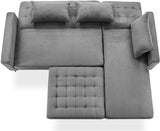 Velvet Convertible Sleeper Sofa L-Shaped Upholstered W/5 Pillows-le-home-chic.myshopify.com-SECTIONAL SOFA