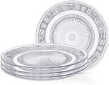 Clear Glass Dinner Plate - Set of 4 - Fleuri Pattern - 10 Inch-le-home-chic.myshopify.com-DINNERWARE SET