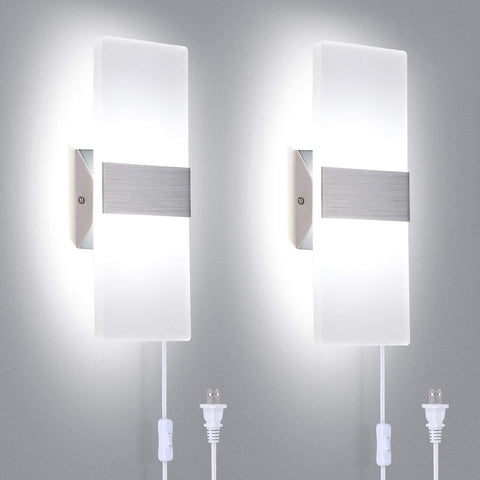 Modern Wall Sconces Set of Two, Plug in Wall Sconces 12W 6000K-le-home-chic.myshopify.com-WALL SCONES