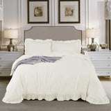 3-Piece Pre-Washed King Ivory Duvet Cover Set with Long Ruffle-le-home-chic.myshopify.com-COMFORTER SET
