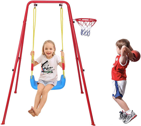 Kids Swing Sets for Backyard 2-in-1 Swing Basketball Combo-le-home-chic.myshopify.com-KIDS SWING SET