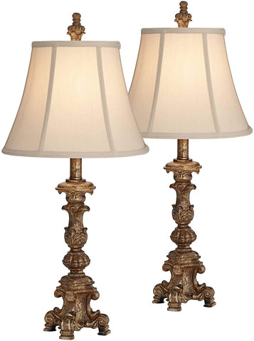 Table Lamps Set of 2 Candlestick Gold Bronze Off White-le-home-chic.myshopify.com-LAMPS