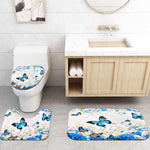 4 Pcs Flower Butterfly Shower Curtain Set with Non-Slip Rug-le-home-chic.myshopify.com-CURTAINS