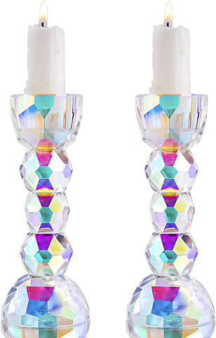 2 Pack Crystal Glass Candle Holder Candlesticks Dinner Table-le-home-chic.myshopify.com-CANDLES