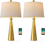 25.8” Modern Table Lamps with USB Port Set of 2 Accent Gold-le-home-chic.myshopify.com-LAMPS