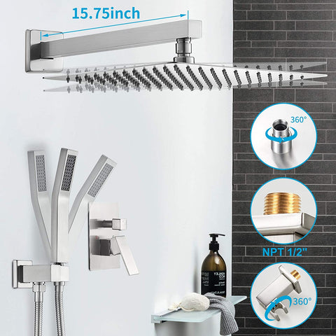 Complete 12 inches Rainfall Shower Head with Handheld-le-home-chic.myshopify.com-SHOWERHEADS