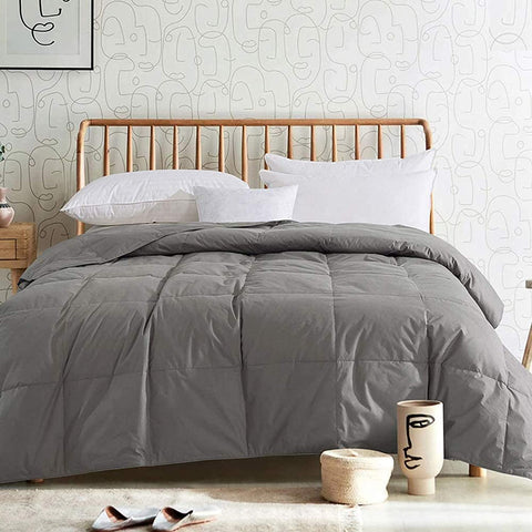 100% Cotton Quilted Down Comforter White Goose Duck Down and Feather Filling – All Season Duvet Insert or Stand-Alone – Queen Size (90×90 Inch)-le-home-chic.myshopify.com-COMFORTER SET