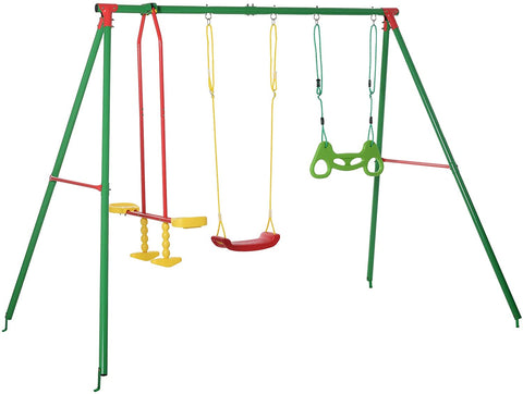 3 in 1 Kids Swing Set w/ Monkey Bar Rings Glider and Adjustable Hanging Rope-le-home-chic.myshopify.com-KIDS SWING SET