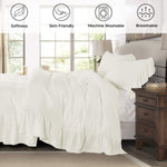 3-Piece Pre-Washed King Ivory Duvet Cover Set with Long Ruffle-le-home-chic.myshopify.com-COMFORTER SET