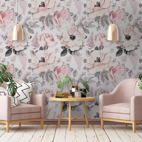 Floral Wallpaper Peony Floral Wall Mural Flower Pattern-le-home-chic.myshopify.com-WALLPAPER