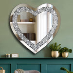 Crystal Crush Diamond Heart Shaped Silver Mirror for Wall-le-home-chic.myshopify.com-MIRRORS