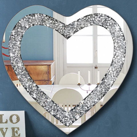 Crystal Crush Diamond Heart Shaped Silver Mirror for Wall-le-home-chic.myshopify.com-MIRRORS