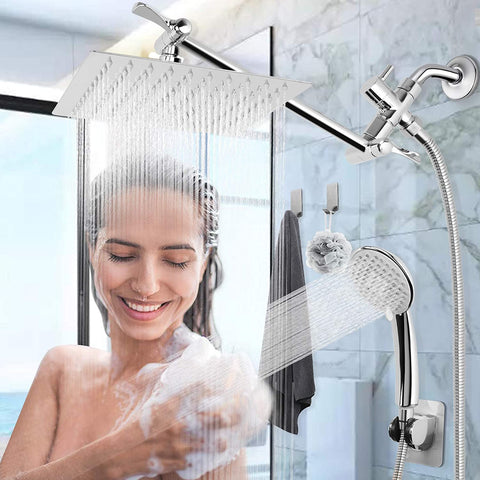 Shower Head Combo with 11'' Extension Arm，High Pressure-le-home-chic.myshopify.com-LE HOME CHIC