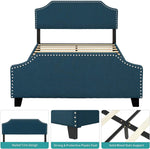 Upholstered Platform Bed Frames with Height Adjustable Headboard (QUEEN)-le-home-chic.myshopify.com-BED