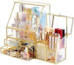 Stackable 3Pieces Drawer Set Glass Makeup Organizer-le-home-chic.myshopify.com-MAKE UP ORGANIZERS