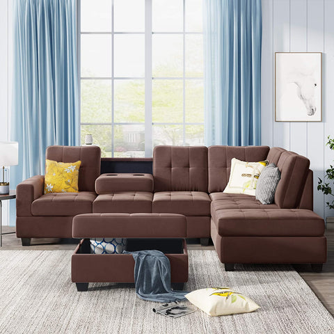 Sectional Sofa Set with Chaise Lounger and Storage Ottoman-le-home-chic.myshopify.com-SECTIONAL SOFA