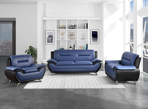 3-Piece Living Room Set, Blue/Black-le-home-chic.myshopify.com-SOFA SET
