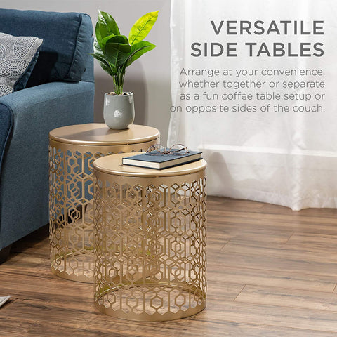 Metal Accent Table, Set of 2 Round End Tables Nightstands-le-home-chic.myshopify.com-COFFEE TABLE