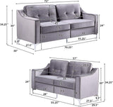 2pc Modern  Set - Upholstered Gray Velvet-le-home-chic.myshopify.com-SECTIONAL SOFA